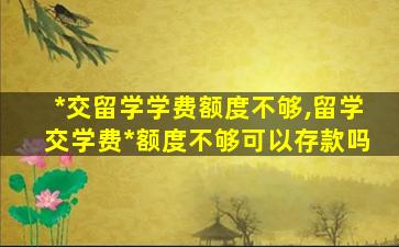 *
交留学学费额度不够,留学交学费*
额度不够可以存款吗