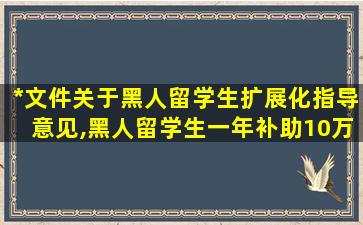 *
文件关于黑人留学生扩展化指导意见,黑人留学生一年补助10万元是真的吗