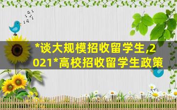 *
谈大规模招收留学生,2021*
高校招收留学生政策