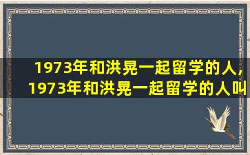 1973年和洪晃一起留学的人,1973年和洪晃一起留学的人叫什么