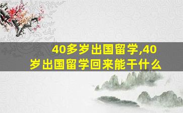 40多岁出国留学,40岁出国留学回来能干什么