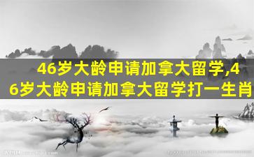 46岁大龄申请加拿大留学,46岁大龄申请加拿大留学打一生肖