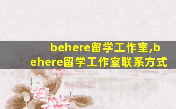 behere留学工作室,behere留学工作室联系方式