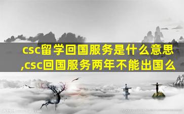 csc留学回国服务是什么意思,csc回国服务两年不能出国么