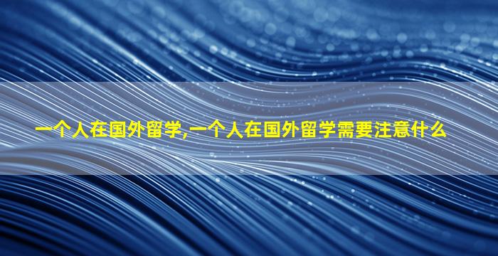 一个人在国外留学,一个人在国外留学需要注意什么