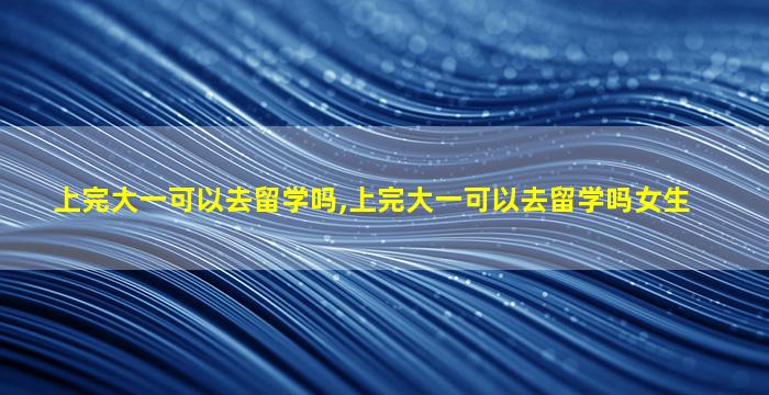 上完大一可以去留学吗,上完大一可以去留学吗女生