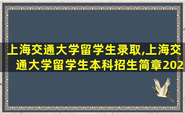 上海交通大学留学生录取,上海交通大学留学生本科招生简章2020