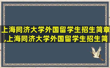 上海同济大学外国留学生招生简章,上海同济大学外国留学生招生简章电子版