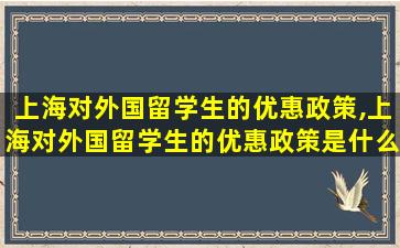 上海对外国留学生的优惠政策,上海对外国留学生的优惠政策是什么