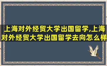 上海对外经贸大学出国留学,上海对外经贸大学出国留学去向怎么样