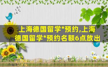 上海德国留学*
预约,上海德国留学*
预约名额6点放出