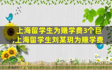 上海留学生为赚学费3个巨,上海留学生刘某玥为赚学费