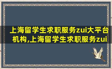 上海留学生求职服务zui
大平台机构,上海留学生求职服务zui
大平台机构有哪些