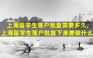 上海留学生落户批复需要多久,上海留学生落户批复下来要做什么