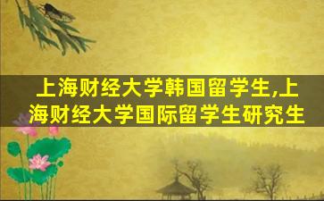 上海财经大学韩国留学生,上海财经大学国际留学生研究生