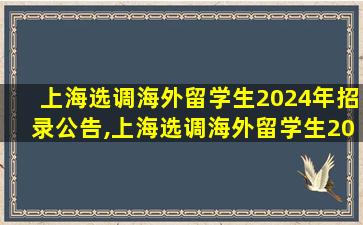 上海选调海外留学生2024年招录公告,上海选调海外留学生2024年招录公告时间