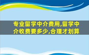 专业留学中介费用,留学中介收费要多少,合理才划算