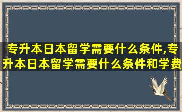 专升本日本留学需要什么条件,专升本日本留学需要什么条件和学费