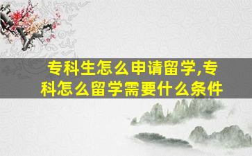 专科生怎么申请留学,专科怎么留学需要什么条件