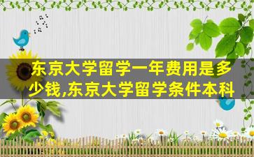 东京大学留学一年费用是多少钱,东京大学留学条件本科