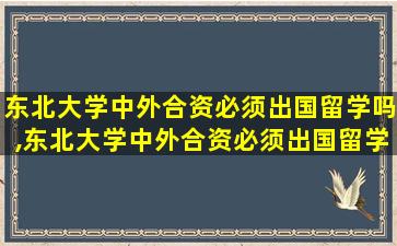 东北大学中外合资必须出国留学吗,东北大学中外合资必须出国留学吗