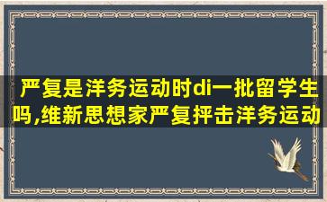 严复是洋务运动时di一
批留学生吗,维新思想家严复抨击洋务运动的指导思想