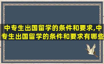 中专生出国留学的条件和要求,中专生出国留学的条件和要求有哪些