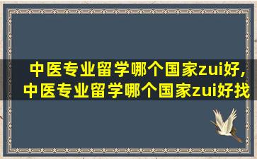 中医专业留学哪个国家zui
好,中医专业留学哪个国家zui
好找工作