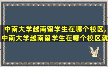 中南大学越南留学生在哪个校区,中南大学越南留学生在哪个校区就读