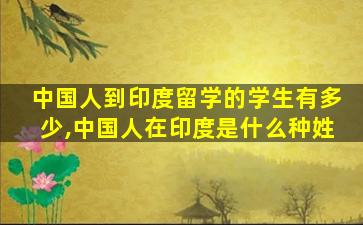 中国人到印度留学的学生有多少,中国人在印度是什么种姓