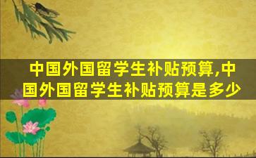 中国外国留学生补贴预算,中国外国留学生补贴预算是多少