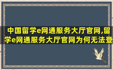 中国留学e网通服务大厅官网,留学e网通服务大厅官网为何无法登录