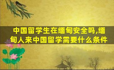 中国留学生在缅甸安全吗,缅甸人来中国留学需要什么条件