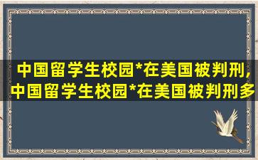 中国留学生校园*
在美国被判刑,中国留学生校园*
在美国被判刑多少年