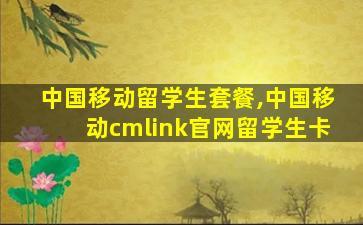 中国移动留学生套餐,中国移动cmlink官网留学生卡