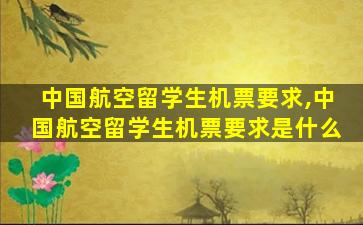 中国航空留学生机票要求,中国航空留学生机票要求是什么