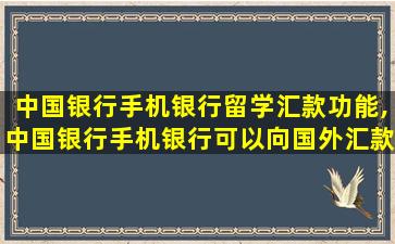 中国银行手机银行留学汇款功能,中国银行手机银行可以向国外汇款吗