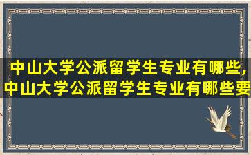 中山大学公派留学生专业有哪些,中山大学公派留学生专业有哪些要求