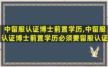 中留服认证博士前置学历,中留服认证博士前置学历必须要留服认证吗