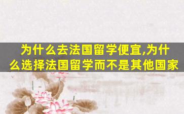 为什么去法国留学便宜,为什么选择法国留学而不是其他国家