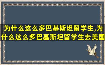 为什么这么多巴基斯坦留学生,为什么这么多巴基斯坦留学生去美国