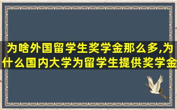 为啥外国留学生奖学金那么多,为什么国内大学为留学生提供奖学金