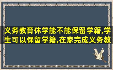 义务教育休学能不能保留学籍,学生可以保留学籍,在家完成义务教育吗