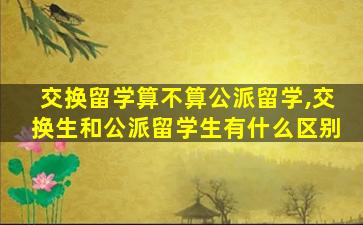 交换留学算不算公派留学,交换生和公派留学生有什么区别