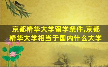 京都精华大学留学条件,京都精华大学相当于国内什么大学