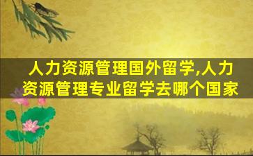 人力资源管理国外留学,人力资源管理专业留学去哪个国家