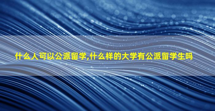 什么人可以公派留学,什么样的大学有公派留学生吗