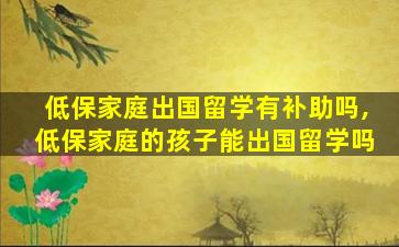 低保家庭出国留学有补助吗,低保家庭的孩子能出国留学吗