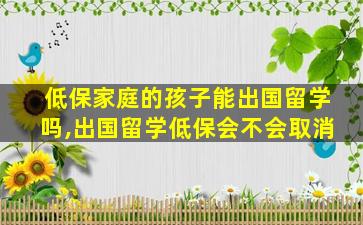 低保家庭的孩子能出国留学吗,出国留学低保会不会取消