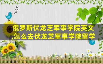 俄罗斯伏龙芝军事学院英文,怎么去伏龙芝军事学院留学